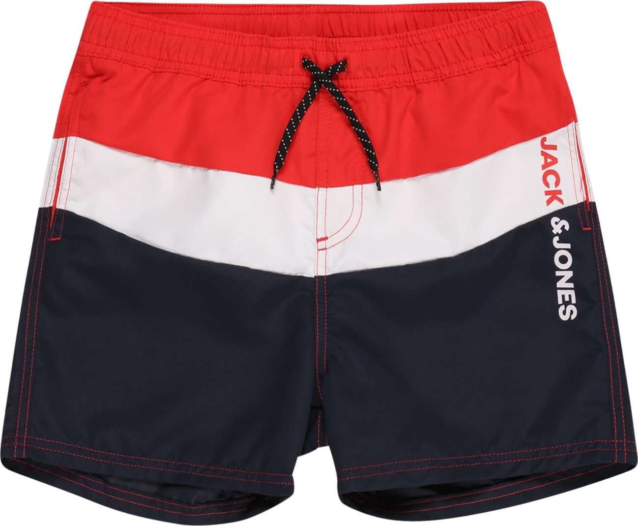 Jack & Jones Junior Plavecké šortky 'Crete' ohnivá červená / námořnická modř / bílá