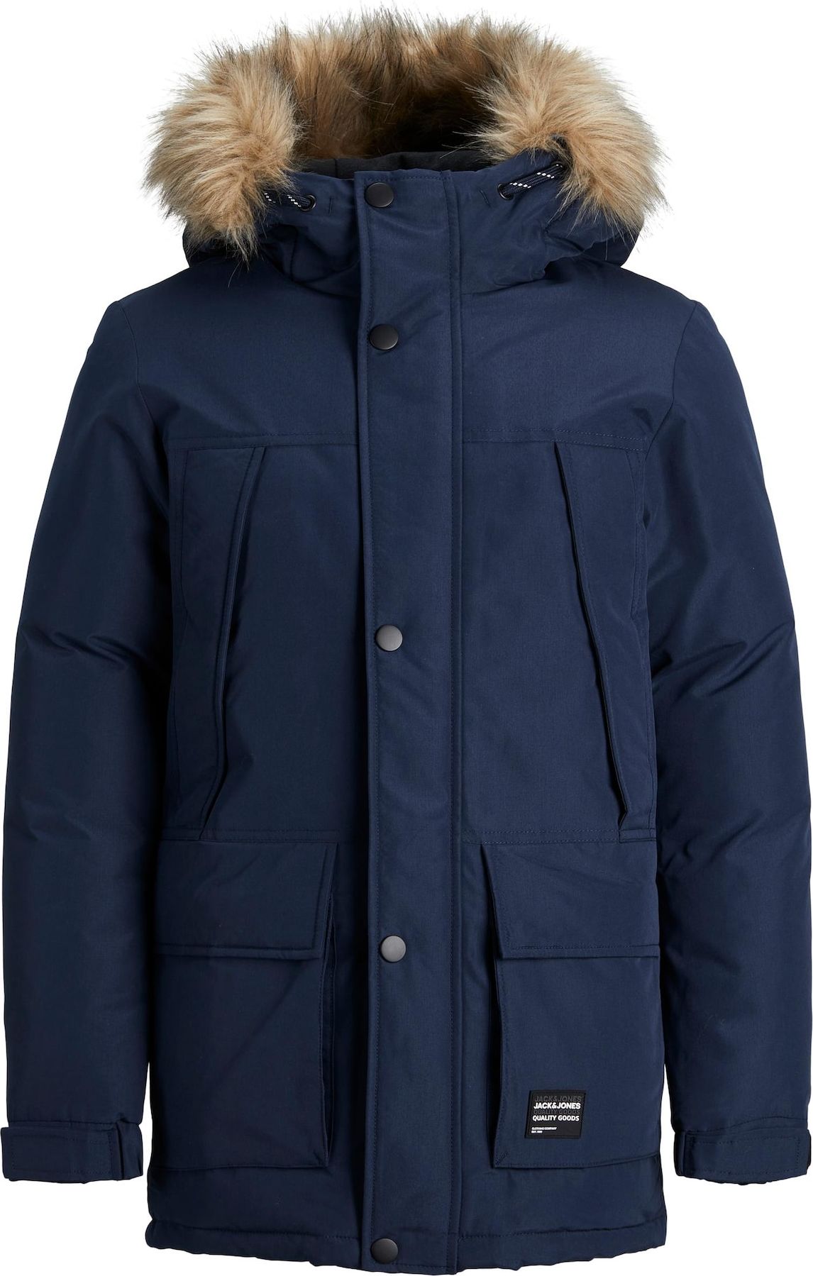 Jack & Jones Junior Zimní bunda 'Super' námořnická modř / světle hnědá