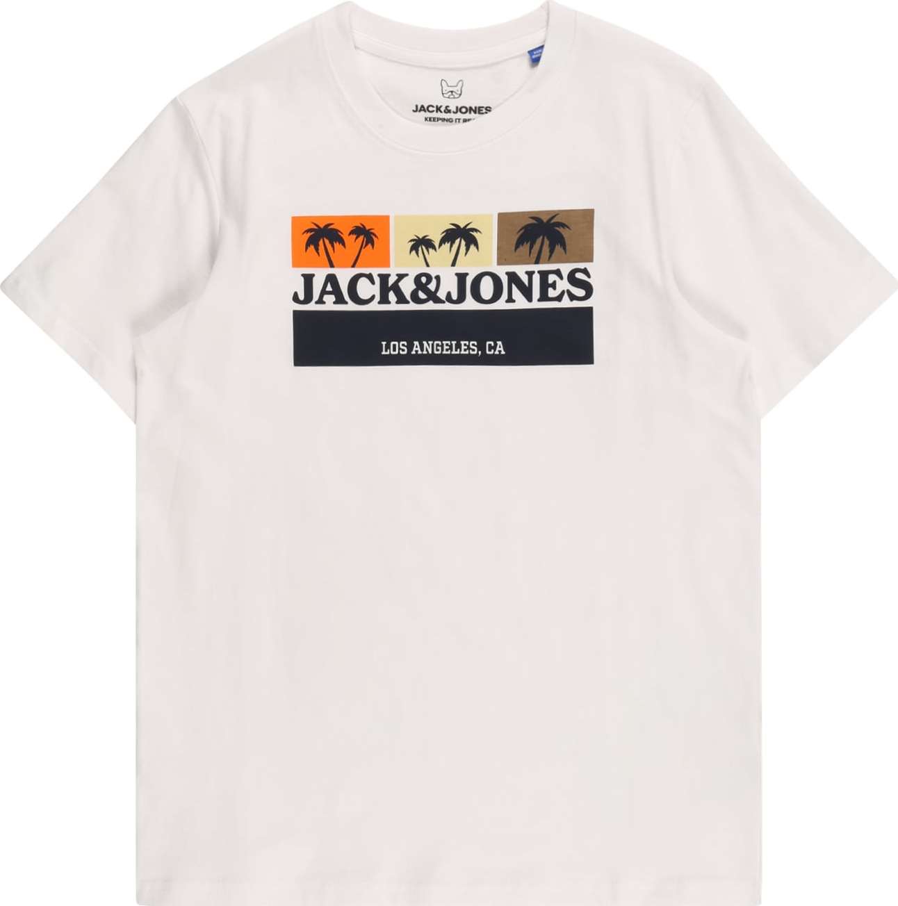 Jack & Jones Junior Tričko 'Malibu' bílá / černá / hnědá / oranžová / pastelově žlutá