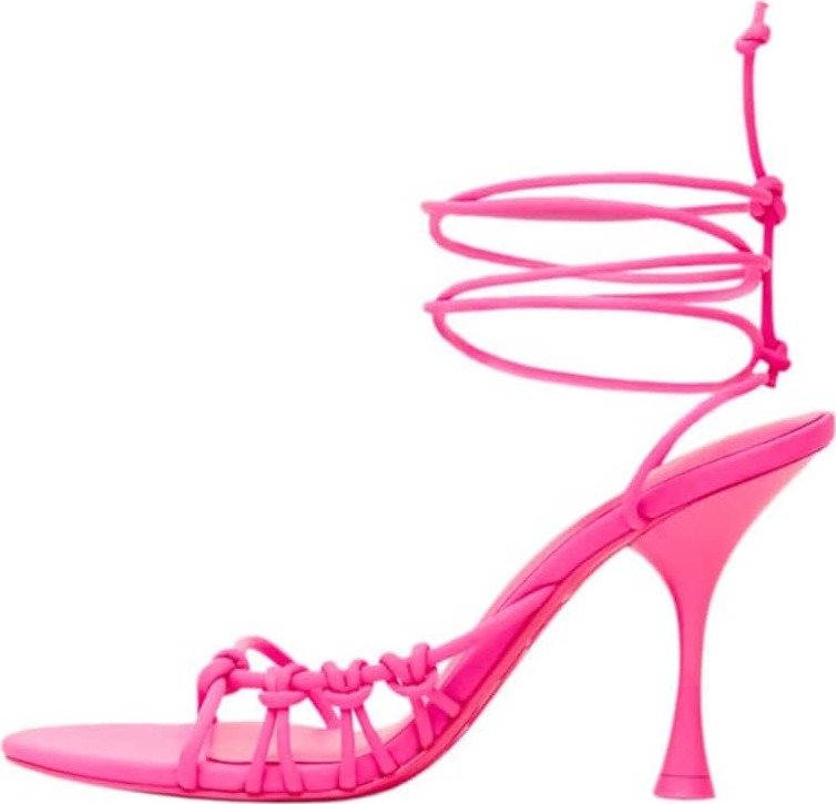 MANGO Páskové sandály 'Knot' svítivě růžová