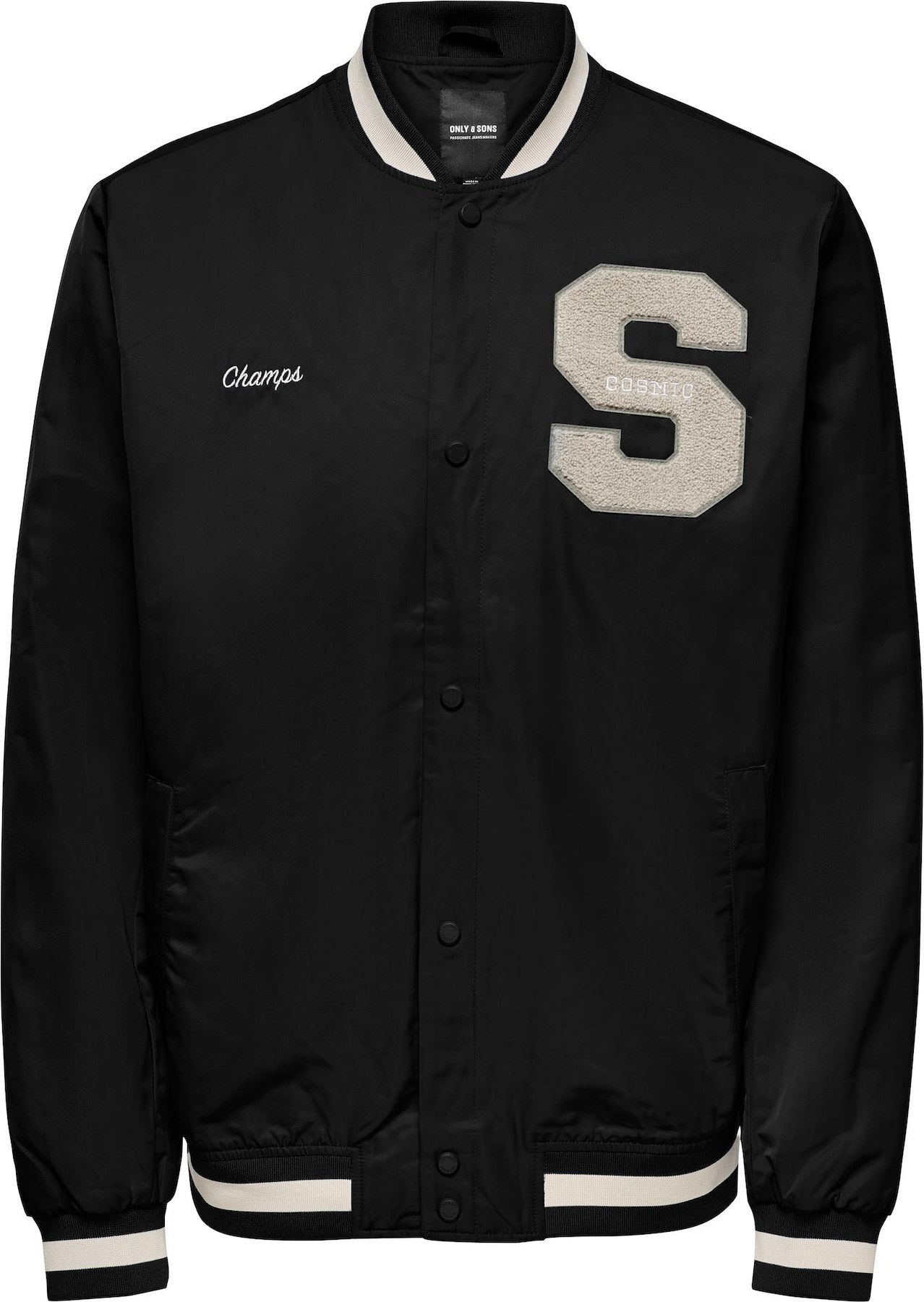 Only & Sons Přechodná bunda 'ACE VARSITY' černá / starobéžová