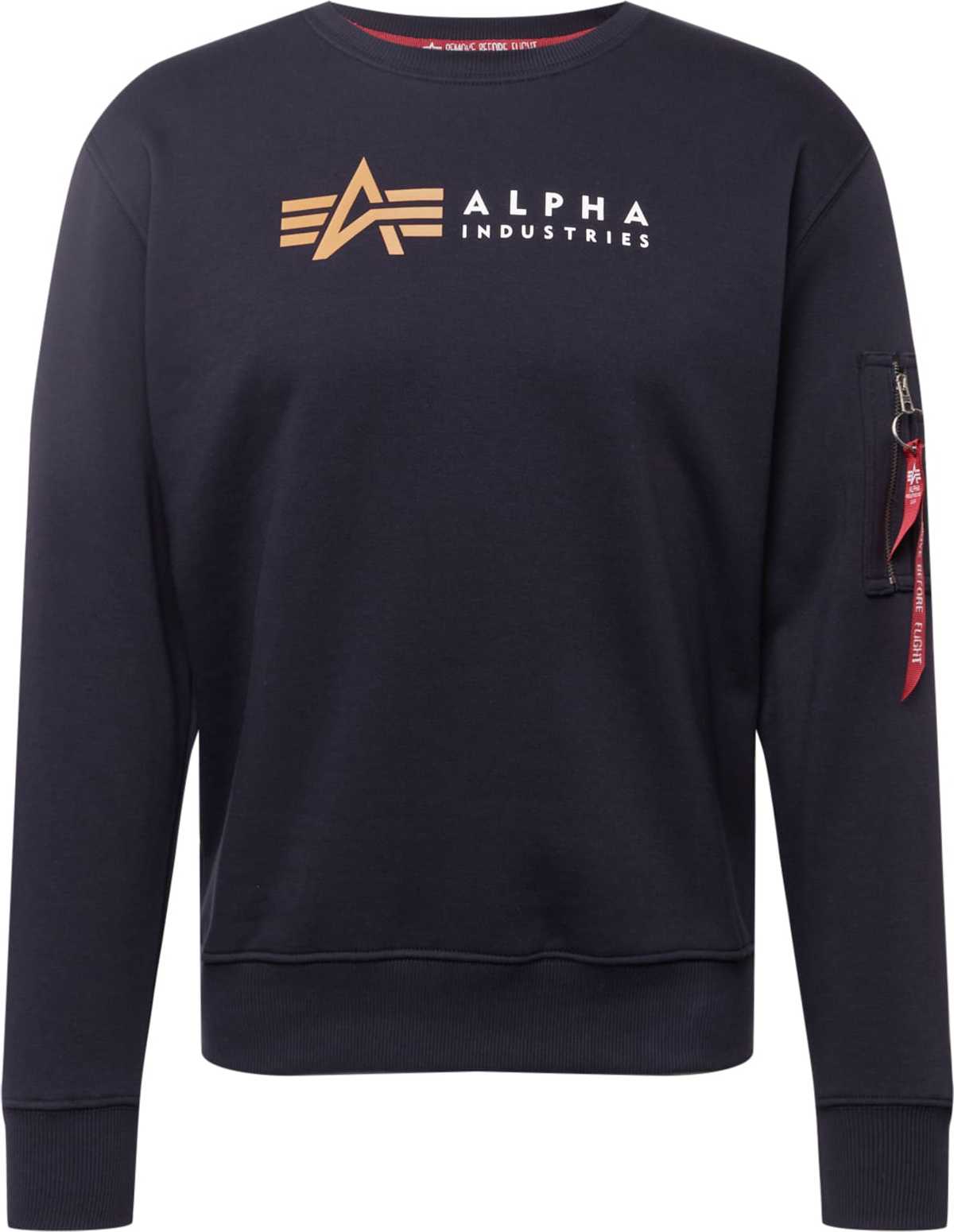 ALPHA INDUSTRIES Mikina bílá / písková / noční modrá