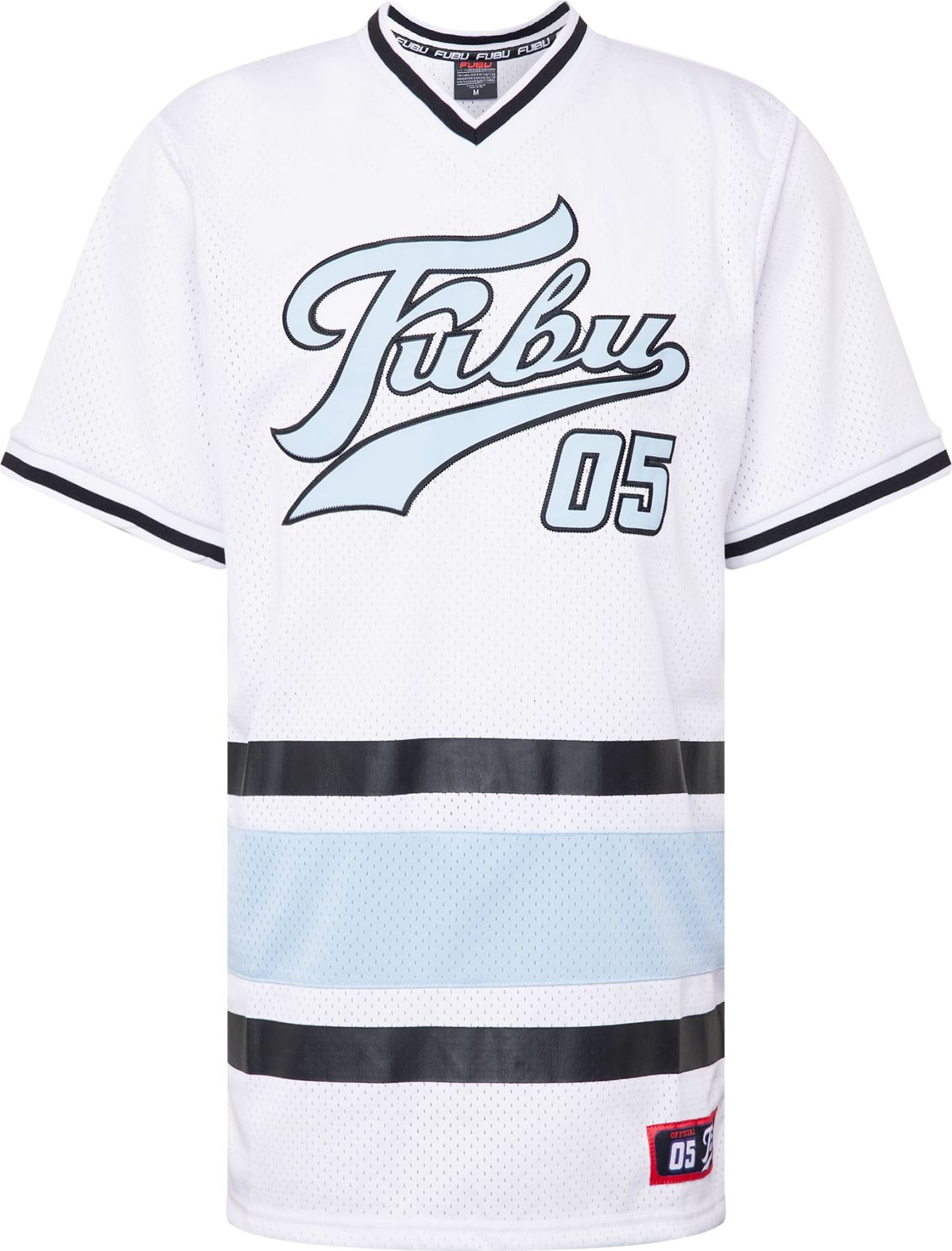 FUBU Tričko bílá / černá / světlemodrá