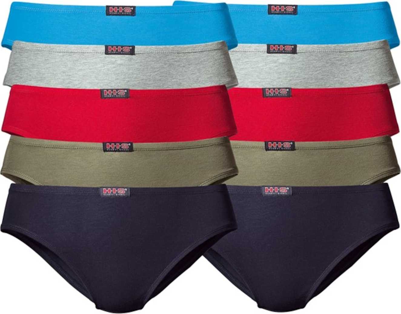 H.I.S Kalhotky svítivě modrá / tmavě modrá / šedá / olivová / červená