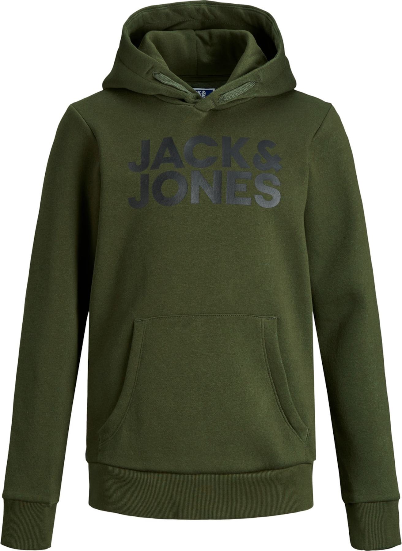 Jack & Jones Junior Mikina tmavě zelená / černá