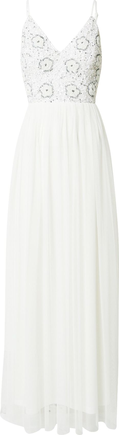LACE & BEADS Společenské šaty 'Avon' bílá / stříbrná