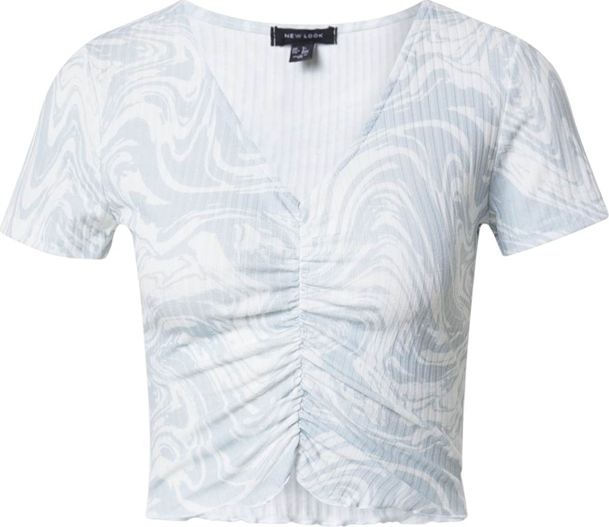 NEW LOOK Tričko 'MARBLE' světlemodrá / bílá
