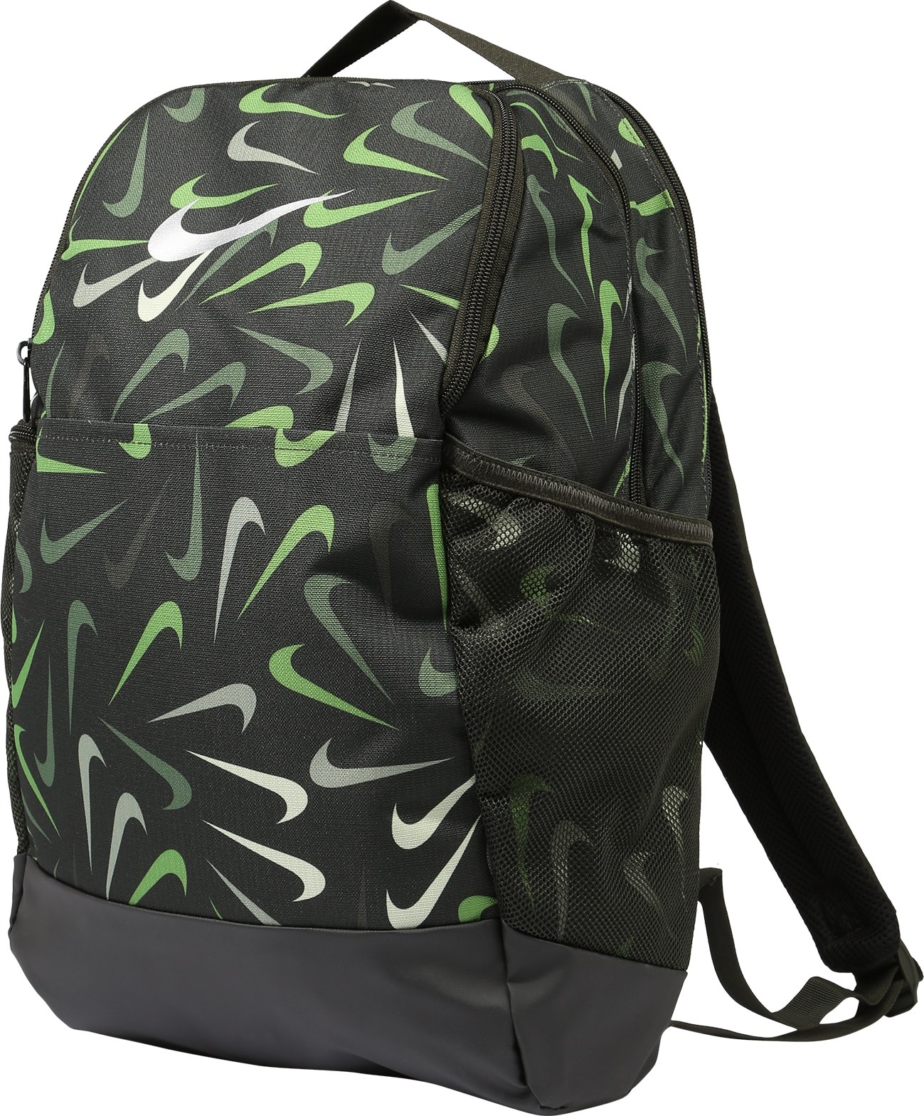 NIKE Sportovní batoh 'Brasilia 9.5' tmavě zelená / kiwi / světle zelená / bílá