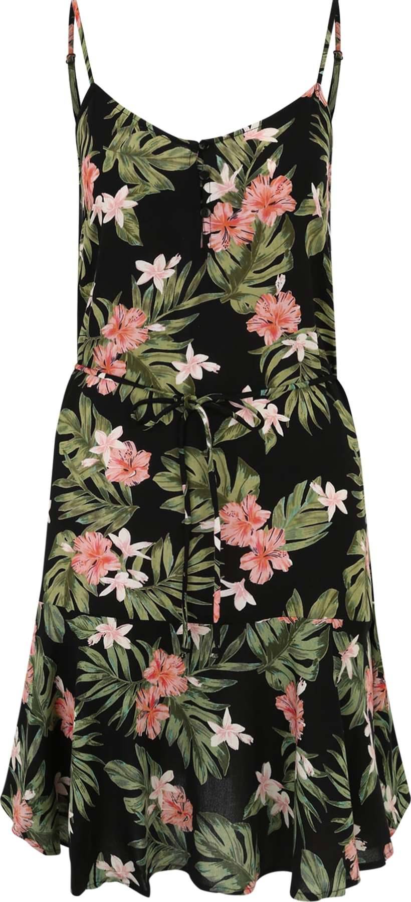 Pieces Petite Letní šaty 'NYA' černá / světle zelená / růžová