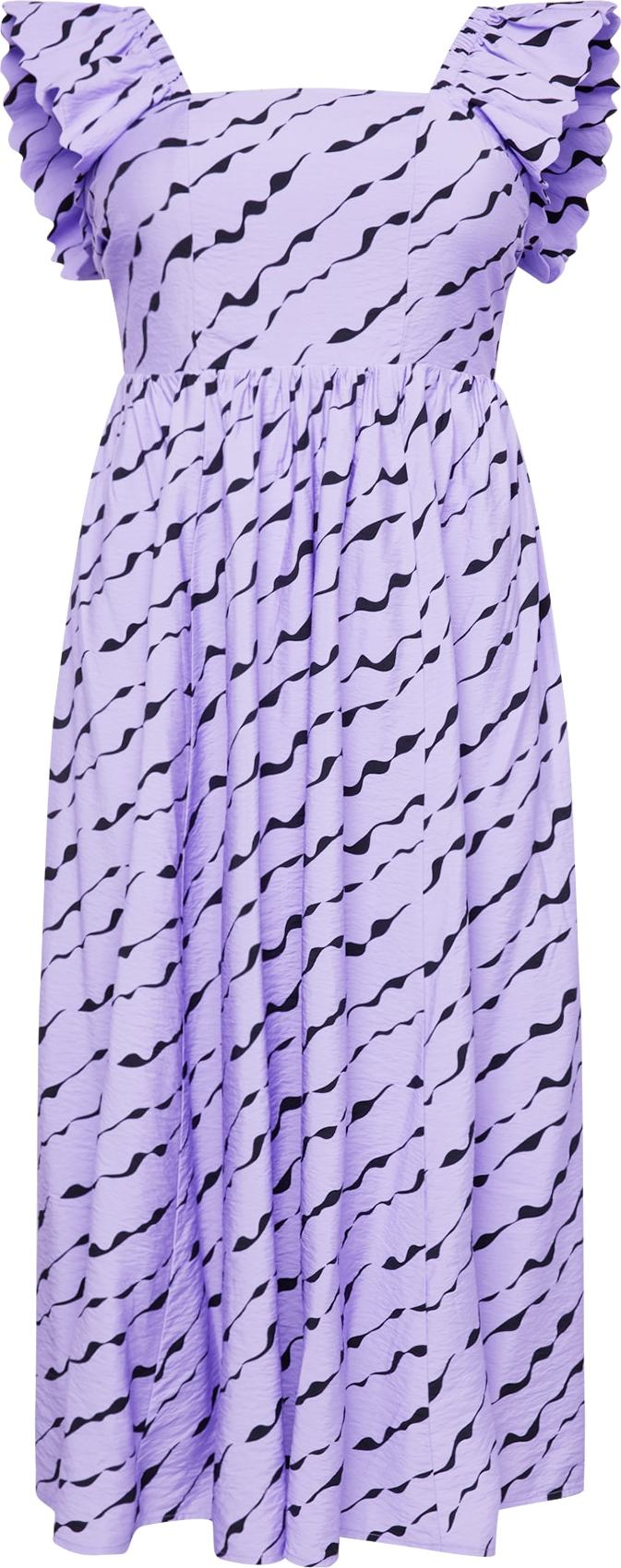 Selected Femme Curve Letní šaty 'Lara' světle fialová / černá