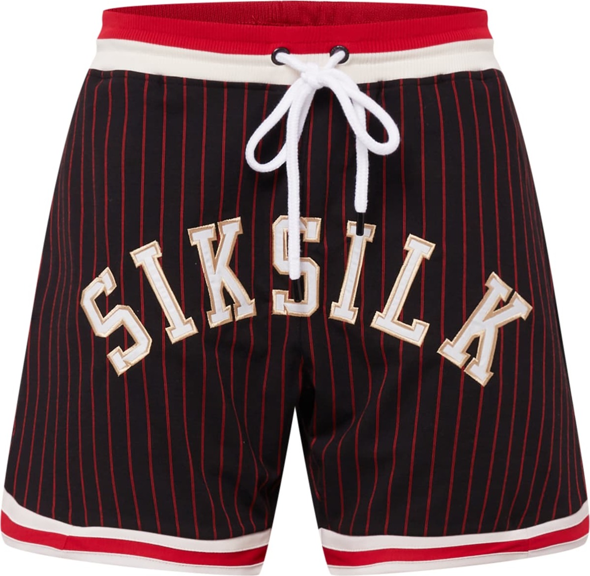 SikSilk Kalhoty černá / červená / bílá / světle béžová