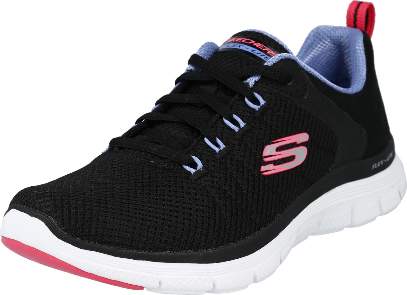 SKECHERS Tenisky černá / světle červená / chladná modrá