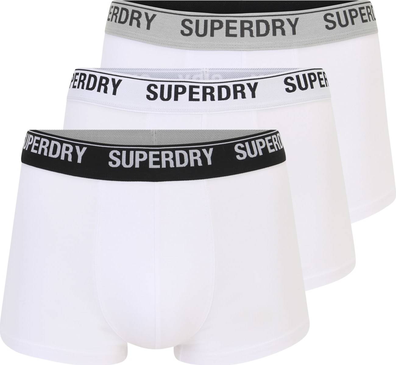 Superdry Boxerky bílá / černá / šedá