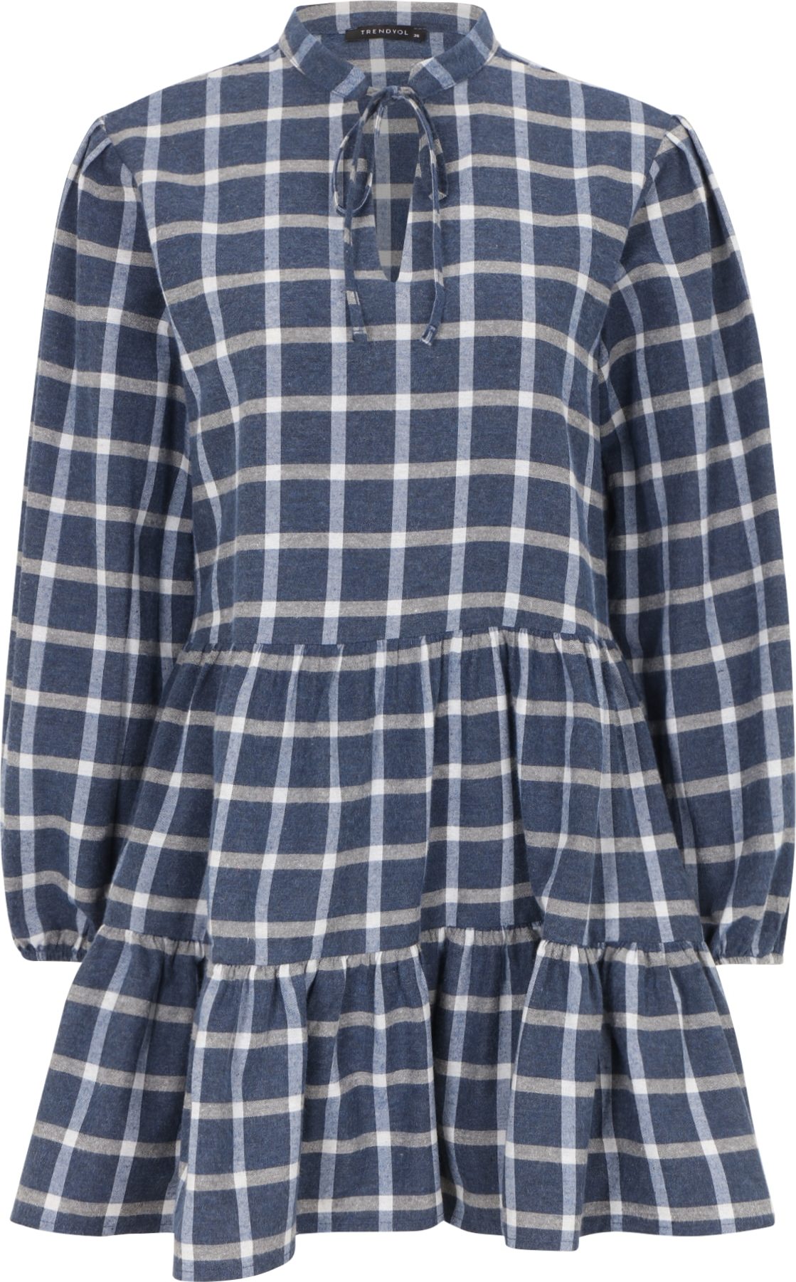 Trendyol Petite Košilové šaty námořnická modř / bílá / šedý melír