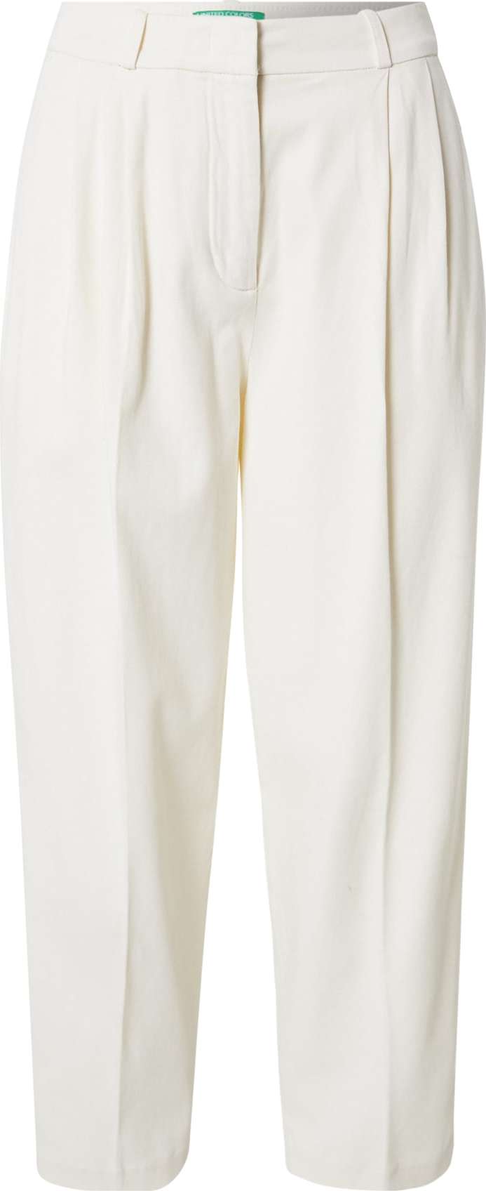 UNITED COLORS OF BENETTON Kalhoty se sklady v pase bílá