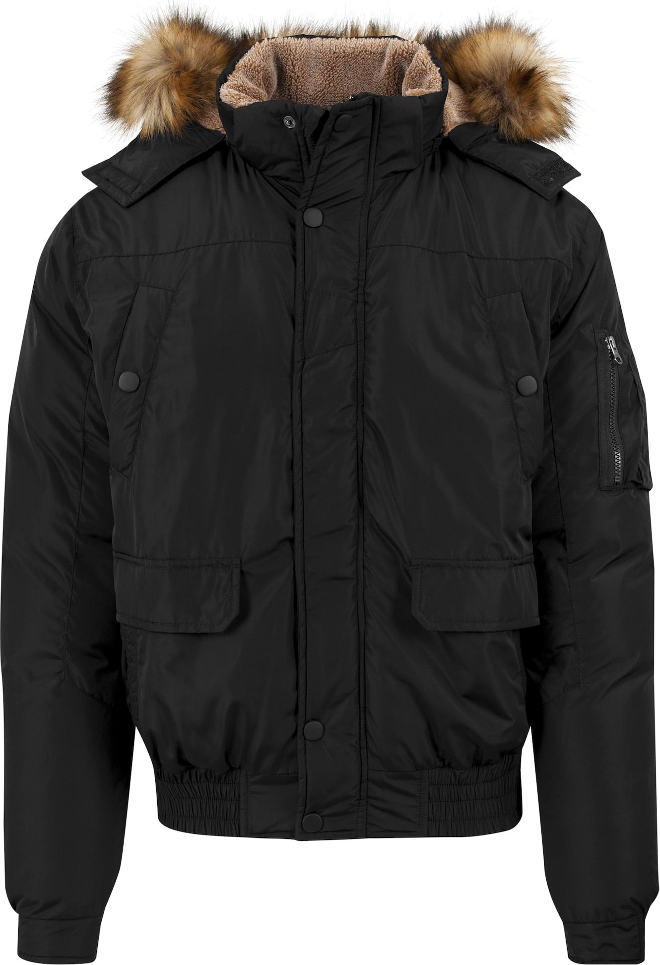 Urban Classics Zimní bunda hnědý melír / černá