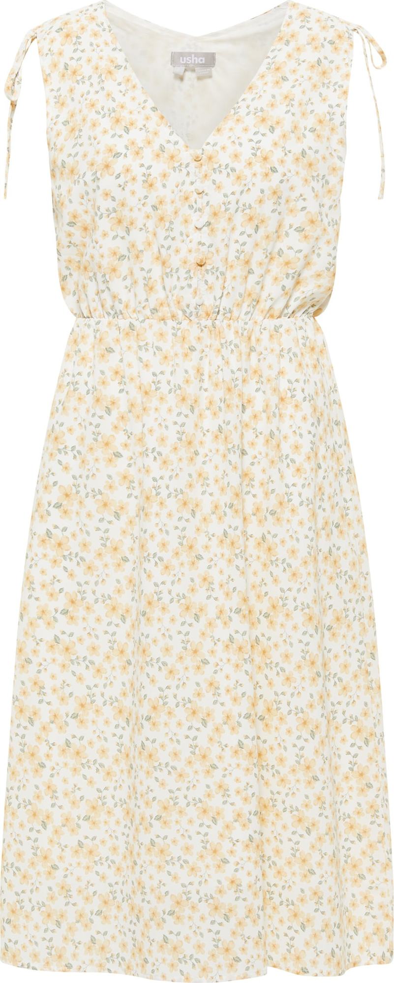 Usha Letní šaty bílá / mix barev / žlutá