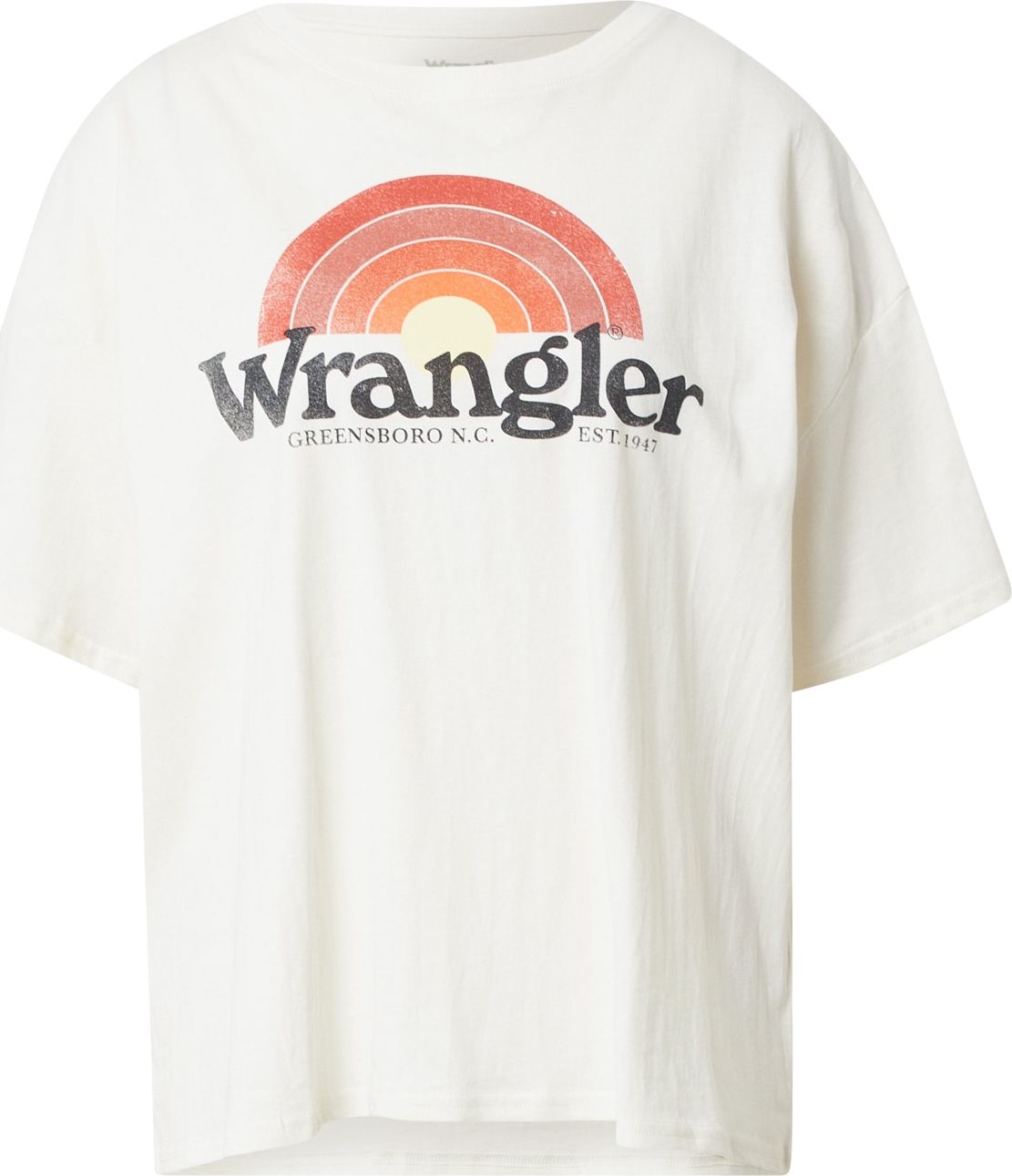 WRANGLER Tričko 'Girlfriend' offwhite / černá / červená / oranžová