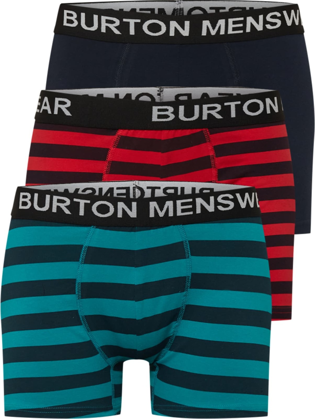 BURTON MENSWEAR LONDON Boxerky černá / ohnivá červená / kouřově šedá / petrolejová