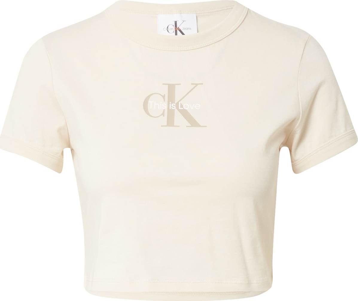 Calvin Klein Jeans Tričko světle béžová / tmavě béžová / bílá