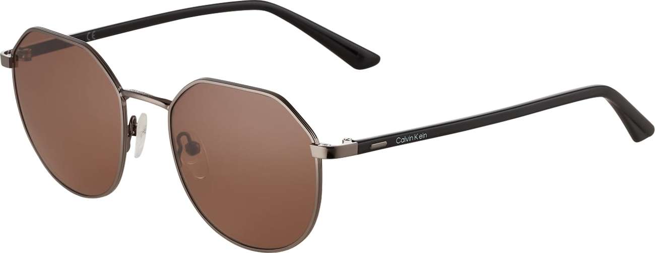 Calvin Klein Sluneční brýle 'CK22103S' stříbrná / hnědá / černá