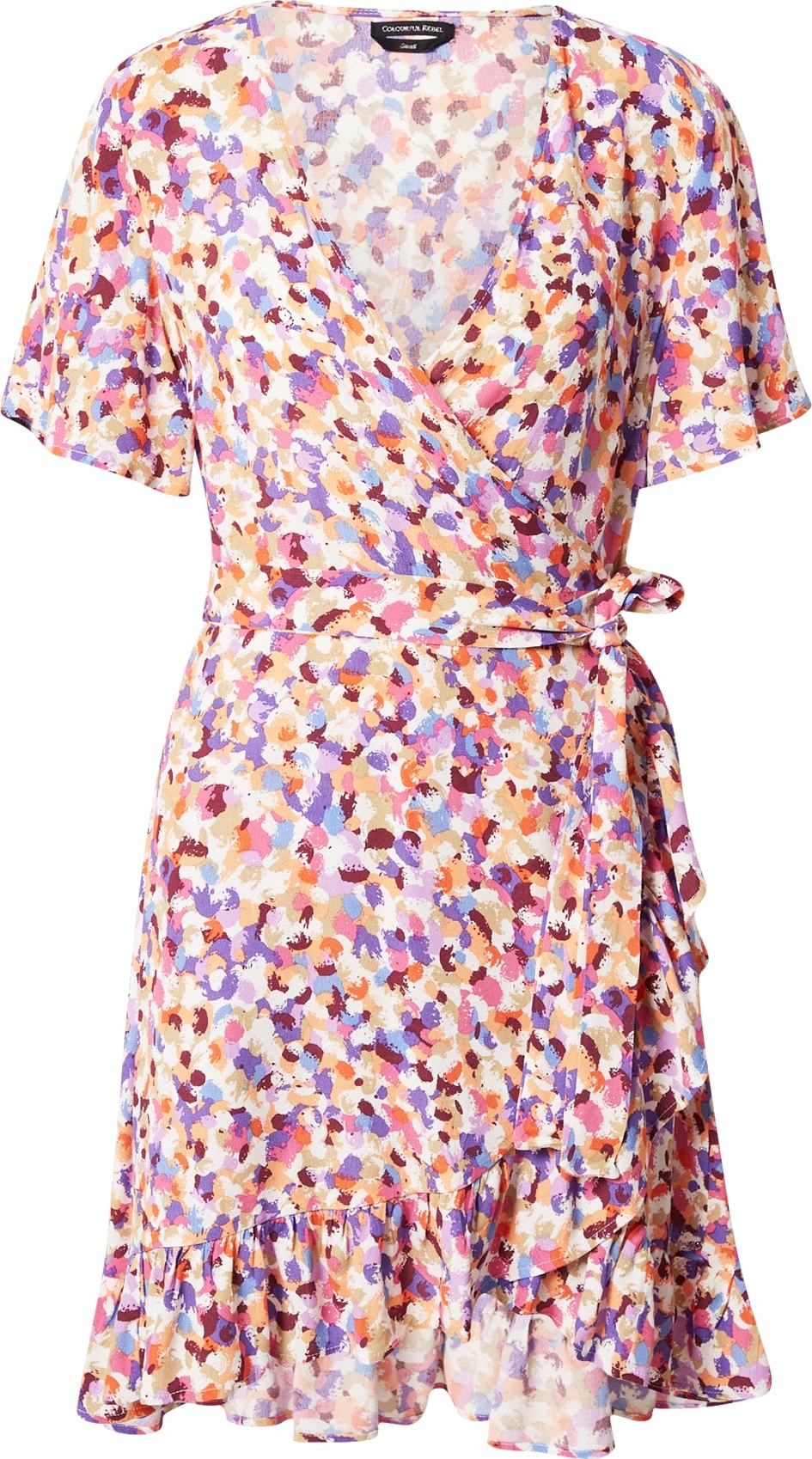 Colourful Rebel Letní šaty bílá / fialová / oranžová / lilek