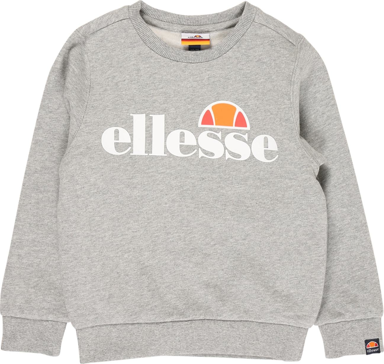 ELLESSE Mikina 'Suprios' šedá / bílá / oranžově červená / oranžová