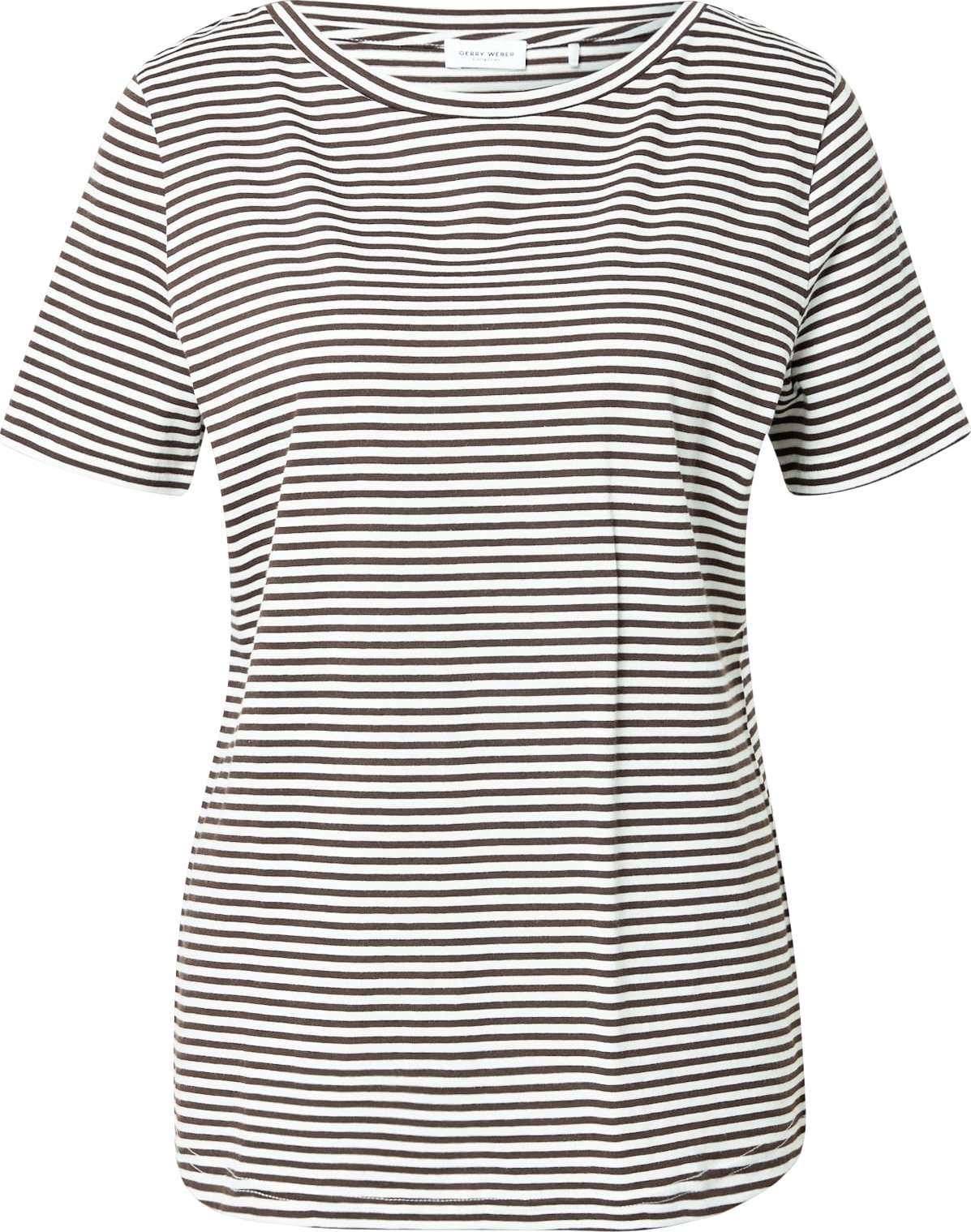 GERRY WEBER Tričko bílá / tmavě hnědá