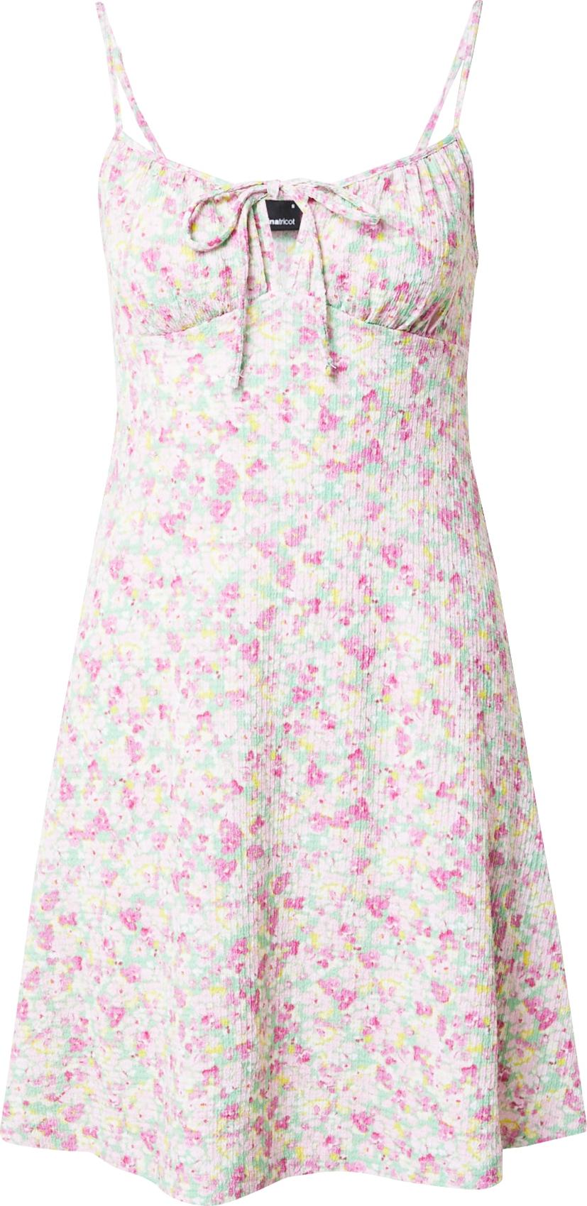 Gina Tricot Letní šaty 'Lili' pink / pastelově růžová / mátová / světle žlutá / bílá