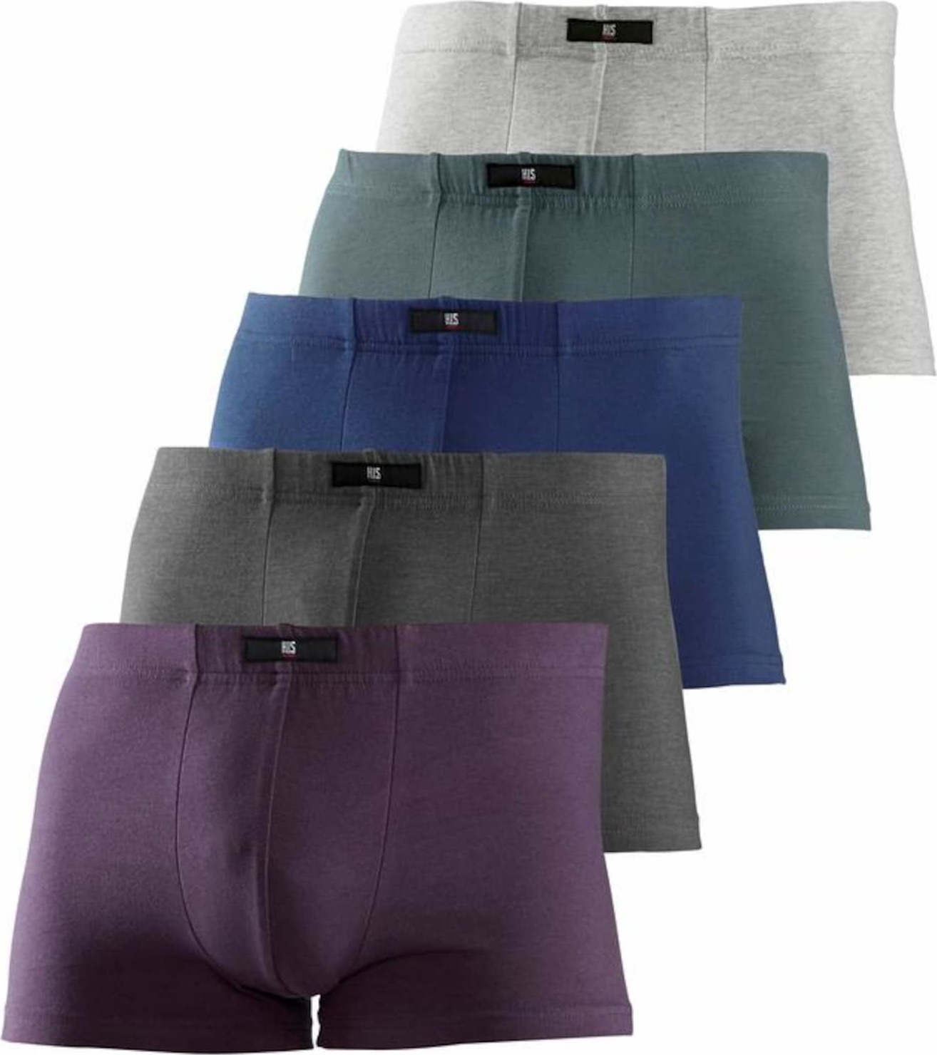 HIS JEANS Boxerky tmavě fialová / světle šedá / tmavě šedá / petrolejová / modrá