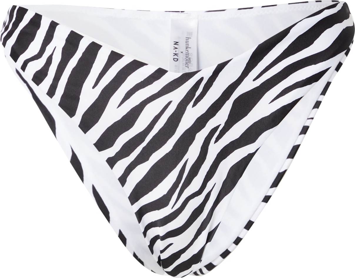 hunkemöller x NA-KD Spodní díl plavek 'Zebra' bílá / černá