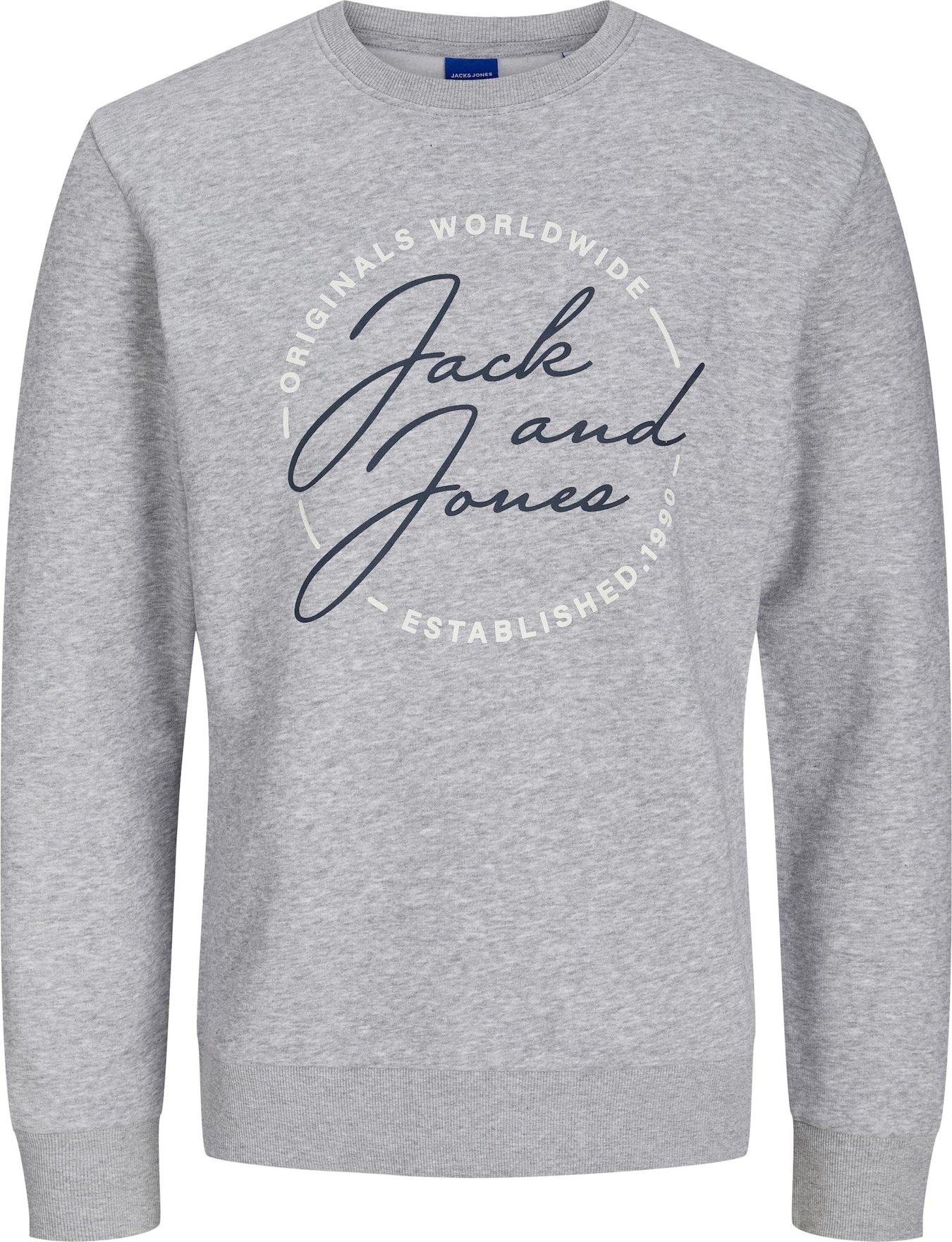 JACK & JONES Mikina 'JERRY' bílá / námořnická modř / světle šedá