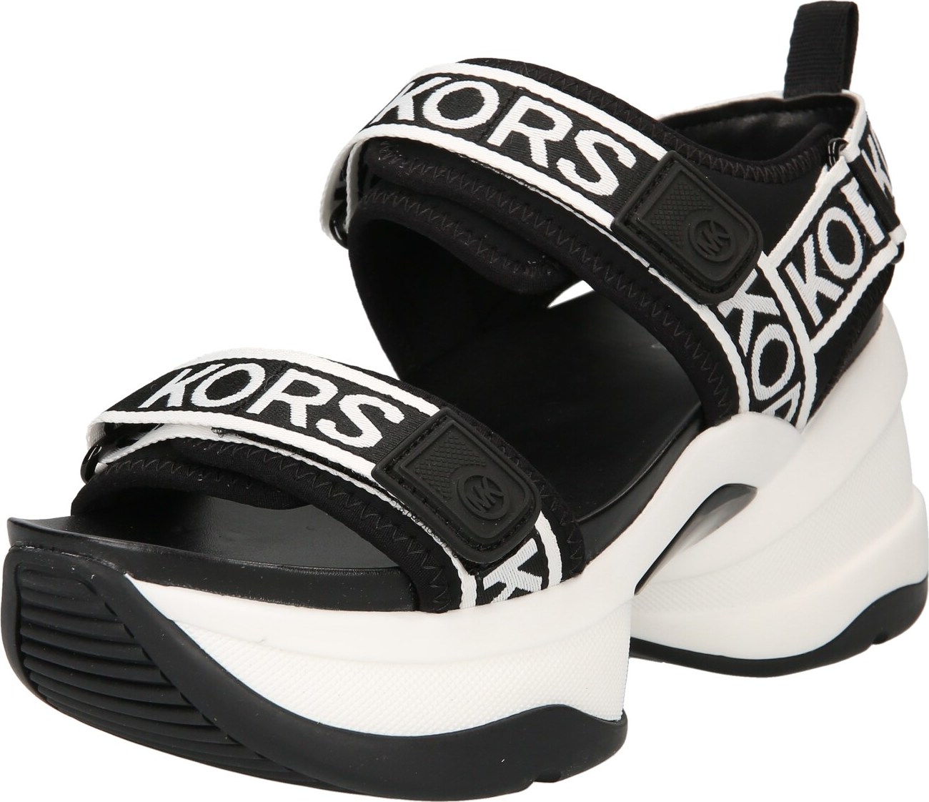 MICHAEL Michael Kors Páskové sandály 'OLYMPIA' černá / bílá