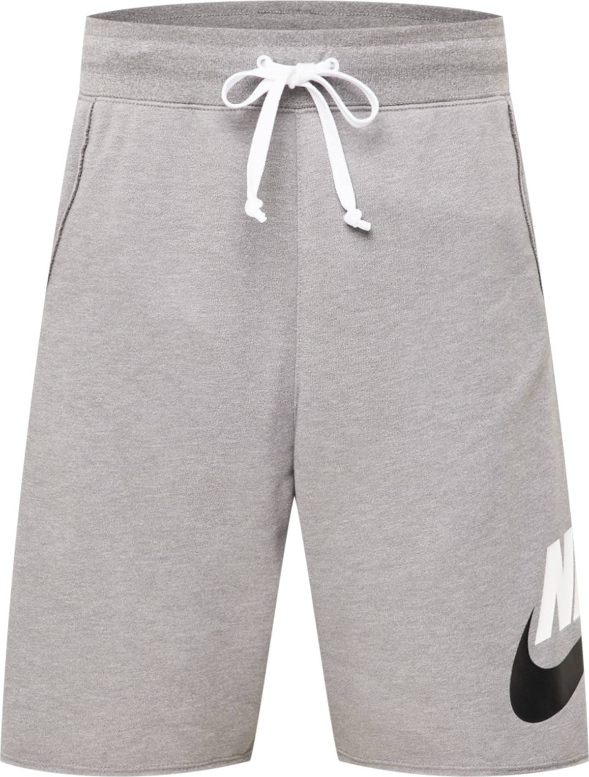 Nike Sportswear Kalhoty šedá / bílá / černá