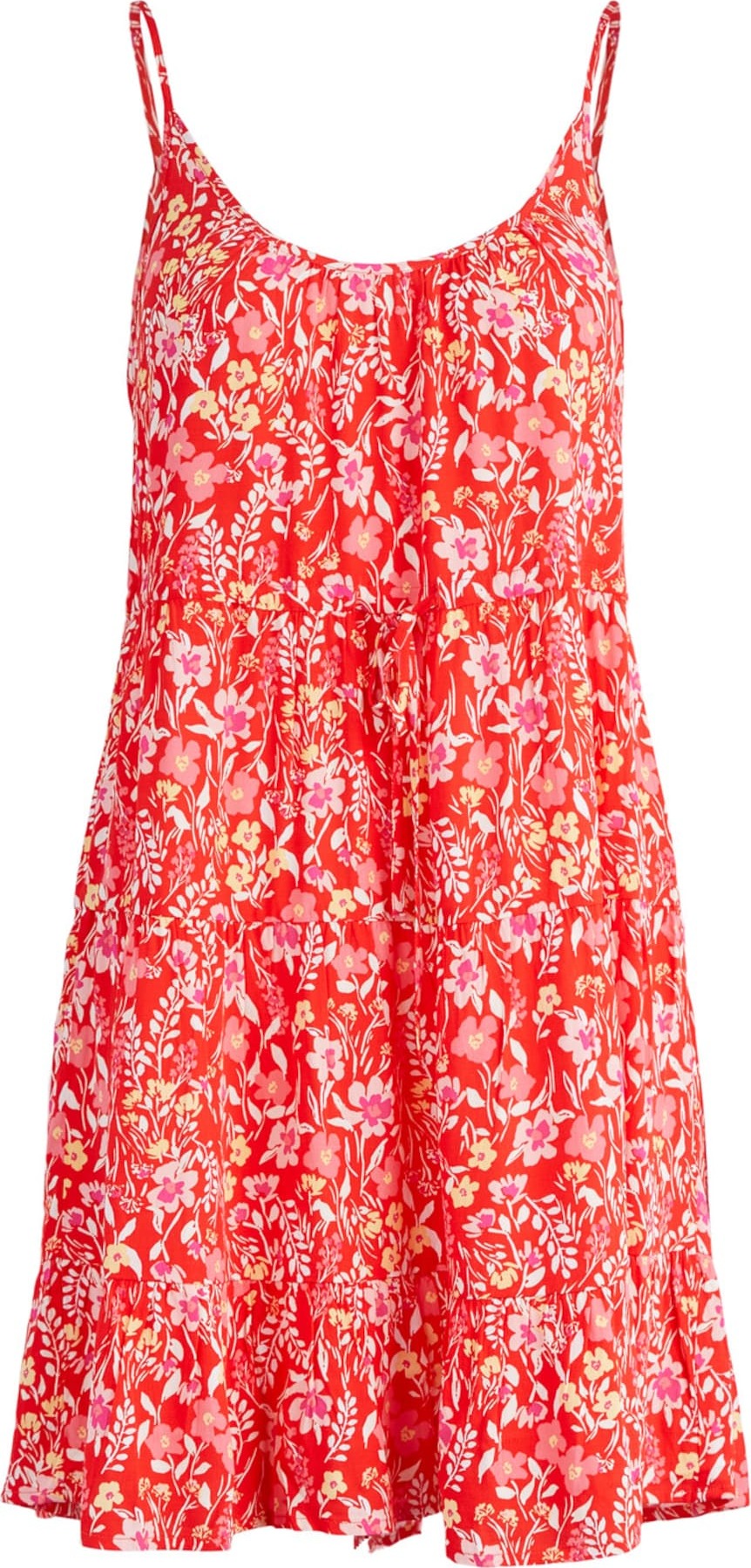 PIECES Letní šaty 'Sandy' červená / bílá / starorůžová / pink / světle žlutá