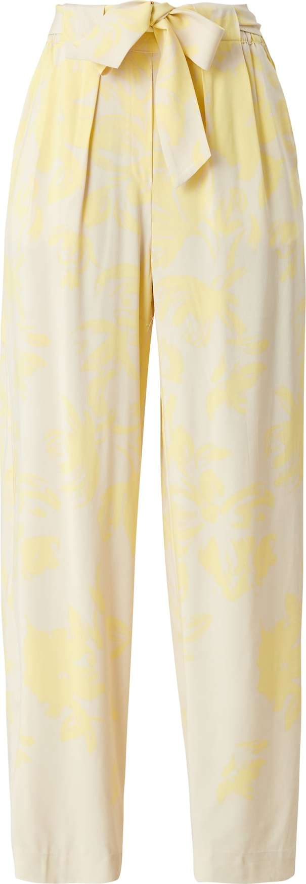 s.Oliver BLACK LABEL Kalhoty se sklady v pase světle žlutá / béžová