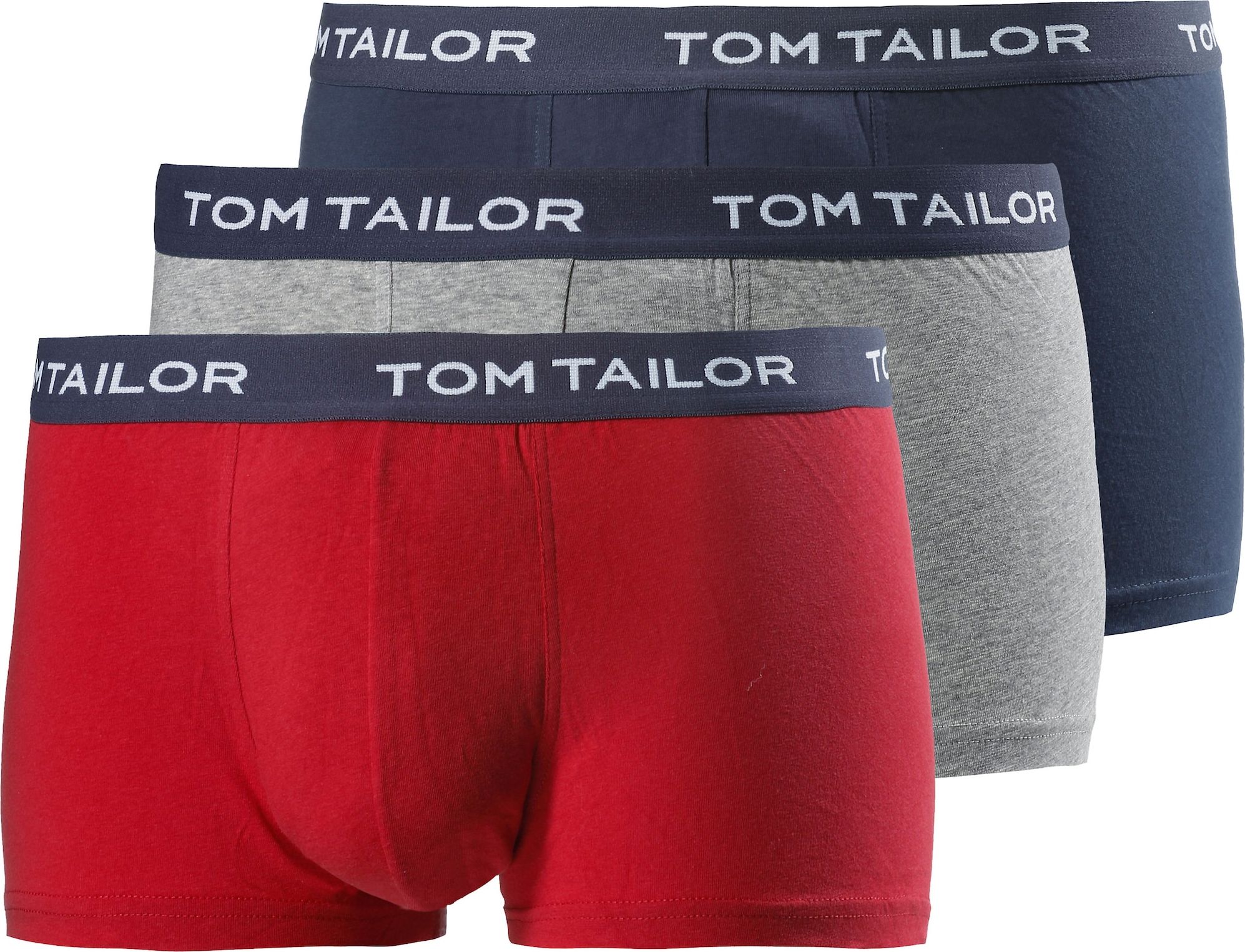 TOM TAILOR Boxerky červená / šedý melír / bílá / tmavě modrá