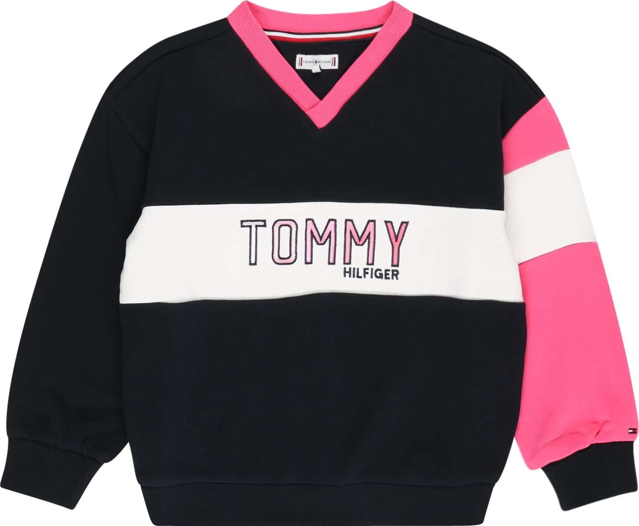 TOMMY HILFIGER Mikina bílá / pink / noční modrá