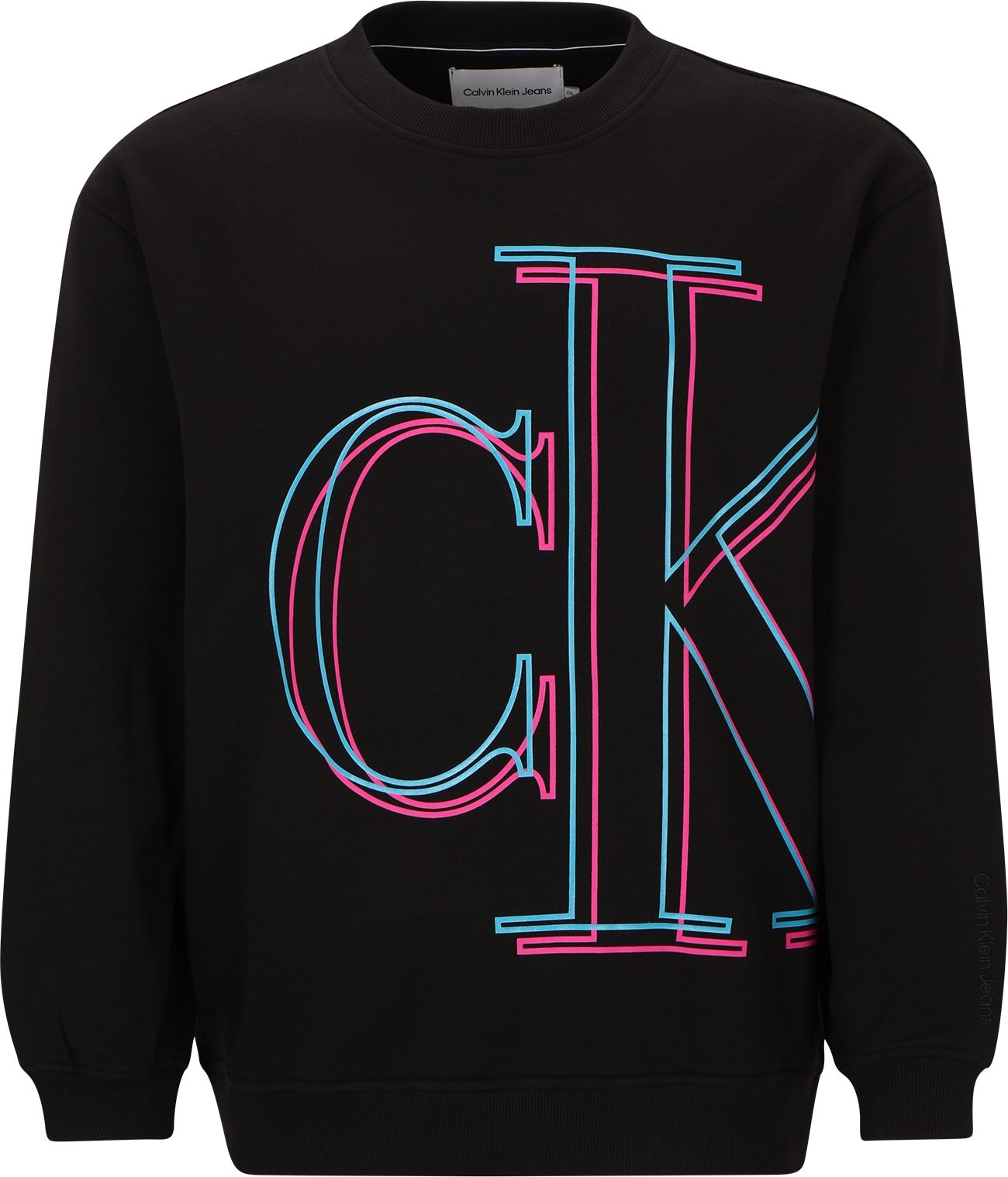 Calvin Klein Jeans Plus Mikina 'Illuminated' černá / svítivě růžová / svítivě modrá