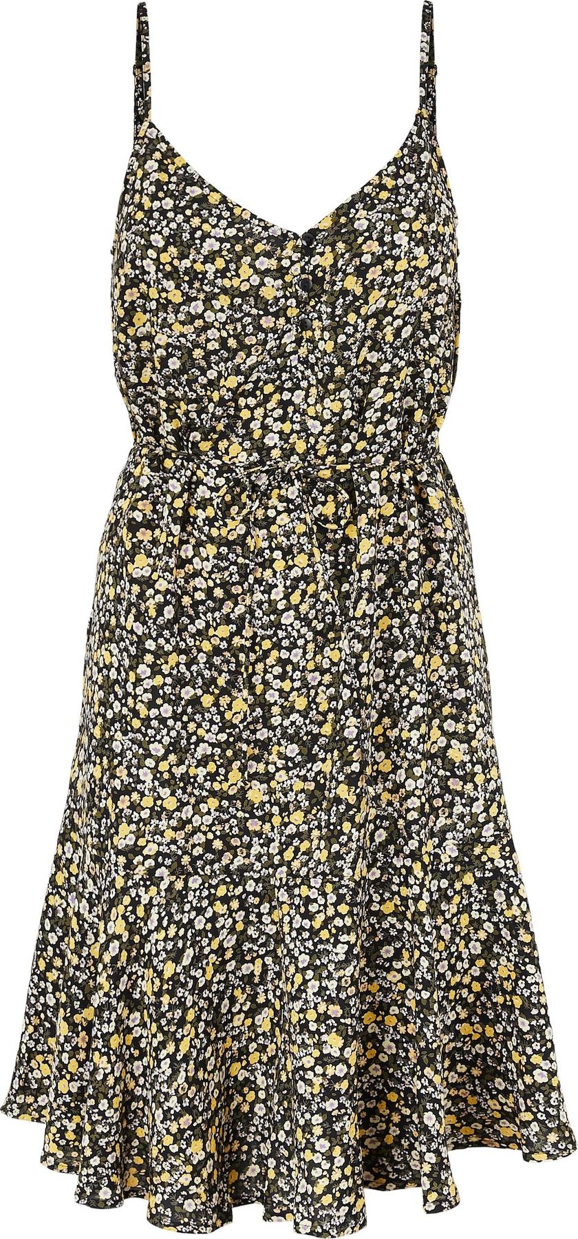 Pieces Petite Letní šaty 'NYA' černá / bílá / žlutá / fialová / zelená