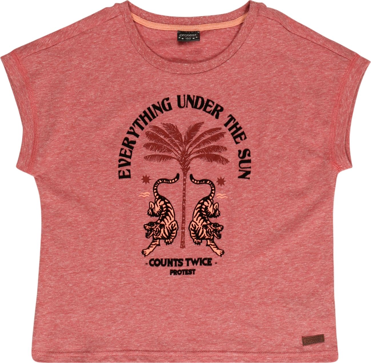 PROTEST Tričko 'Madelon' pink / černá / růžová / tmavě růžová