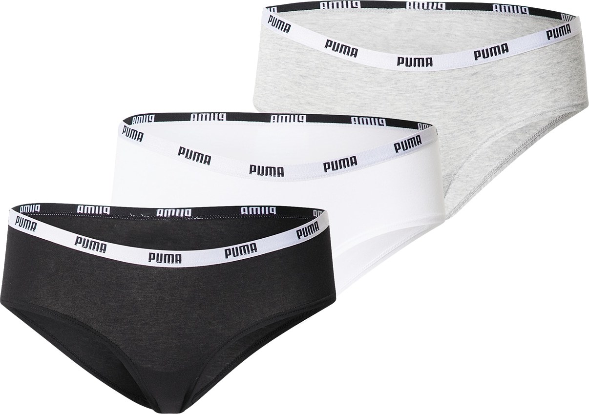 PUMA Kalhotky černá / bílá / šedý melír