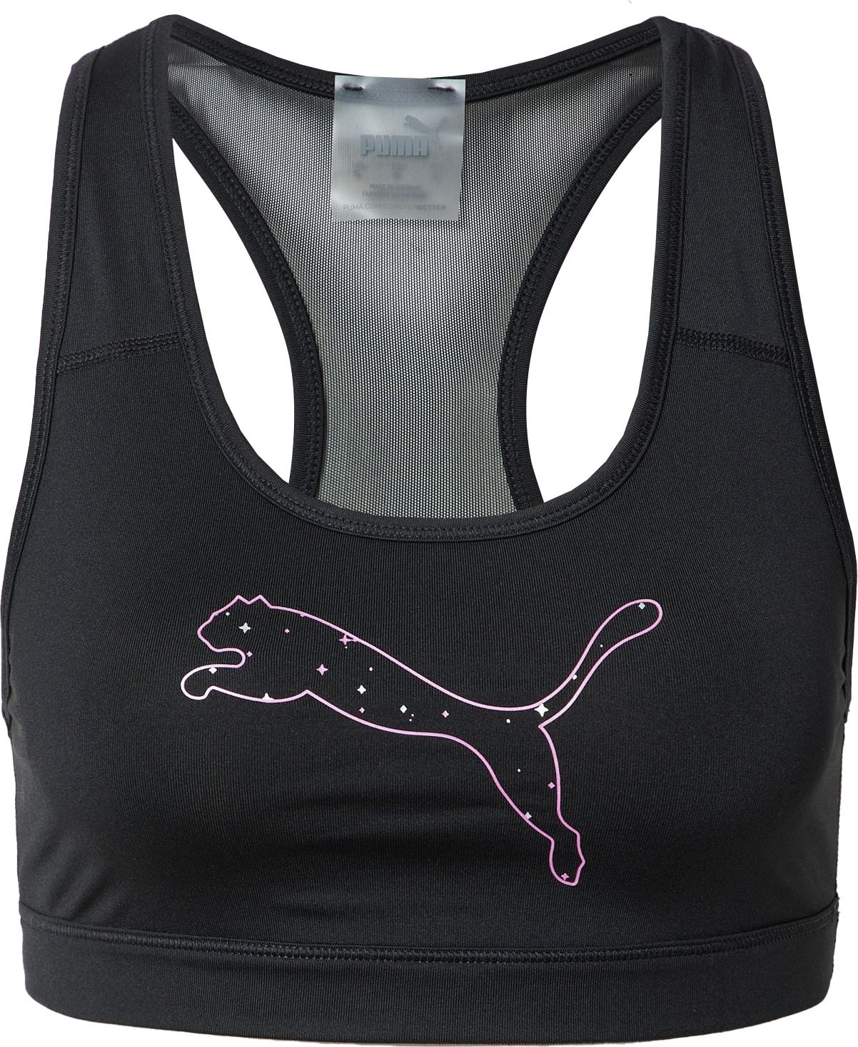 PUMA Sportovní podprsenka '4Keeps' černá / bílá / růžová