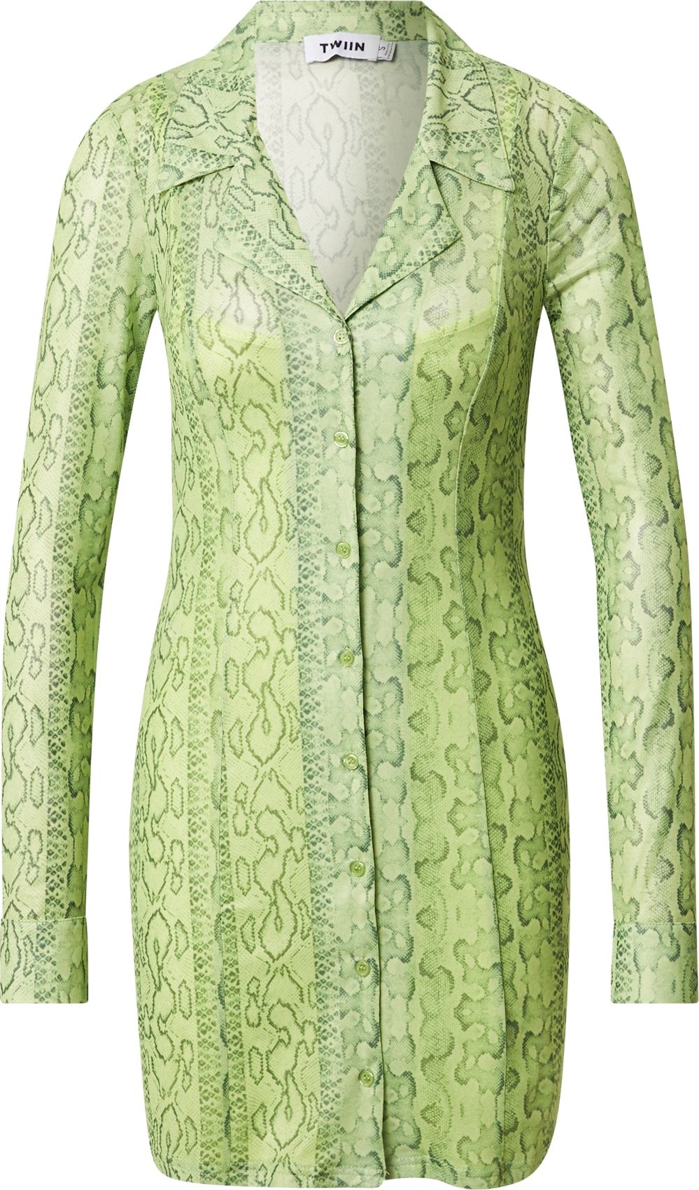 TWIIN Košilové šaty světle zelená / zelená