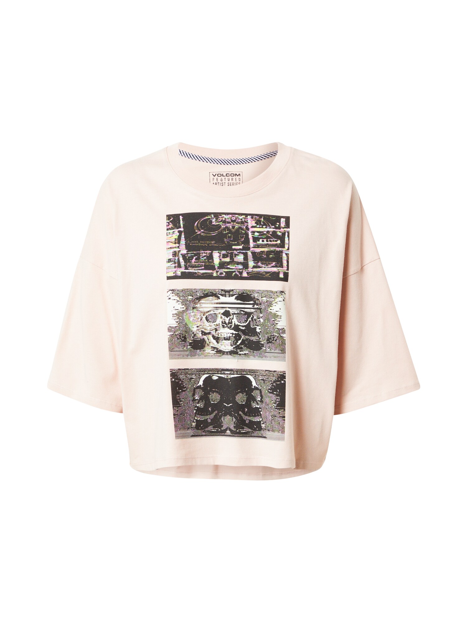 Volcom Tričko černá / světle zelená / světle žlutá / světle růžová / krémová