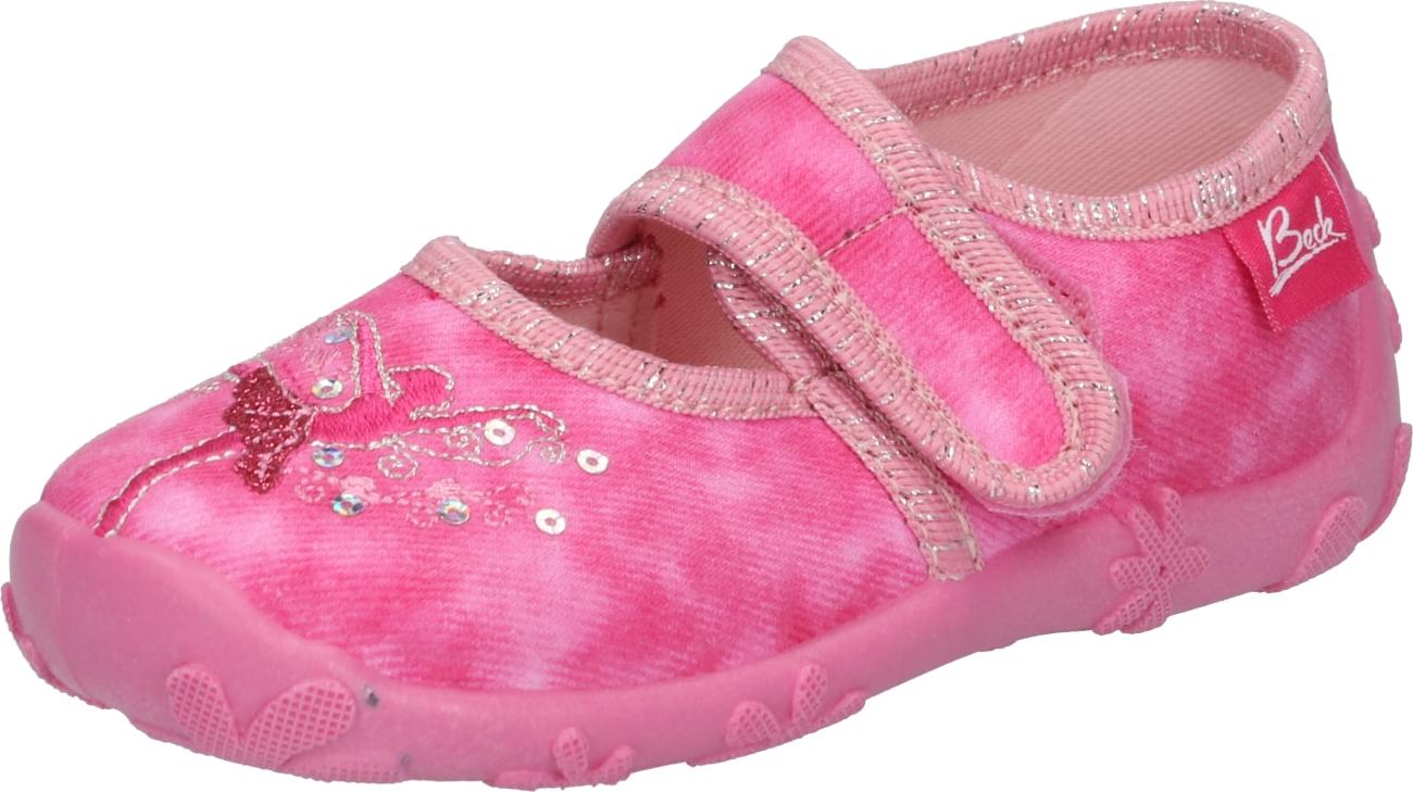 BECK Baleríny pink / starorůžová / stříbrná / karmínově červené
