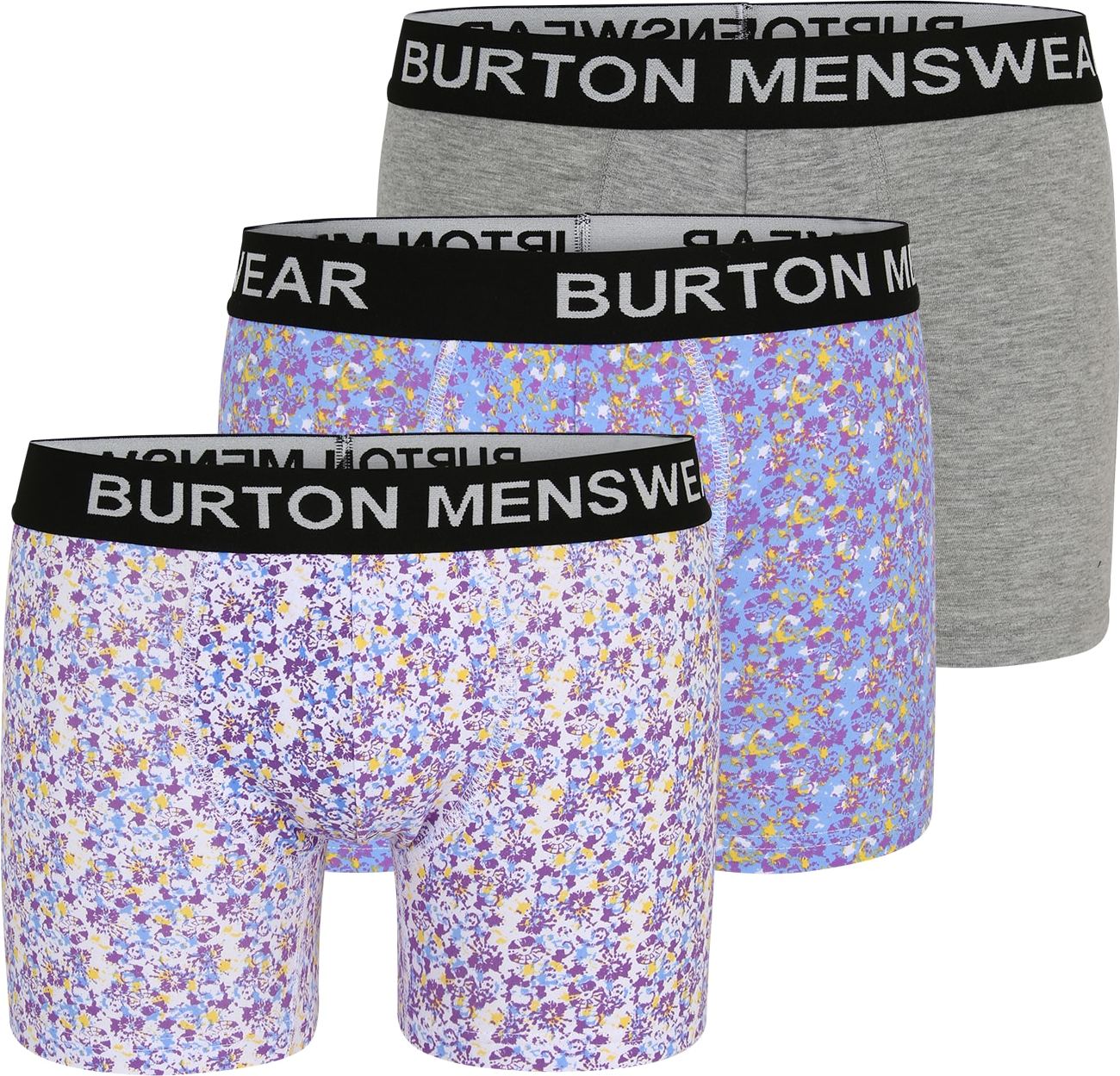 BURTON MENSWEAR LONDON Boxerky šedý melír / černá / offwhite / fialová / kouřově modrá