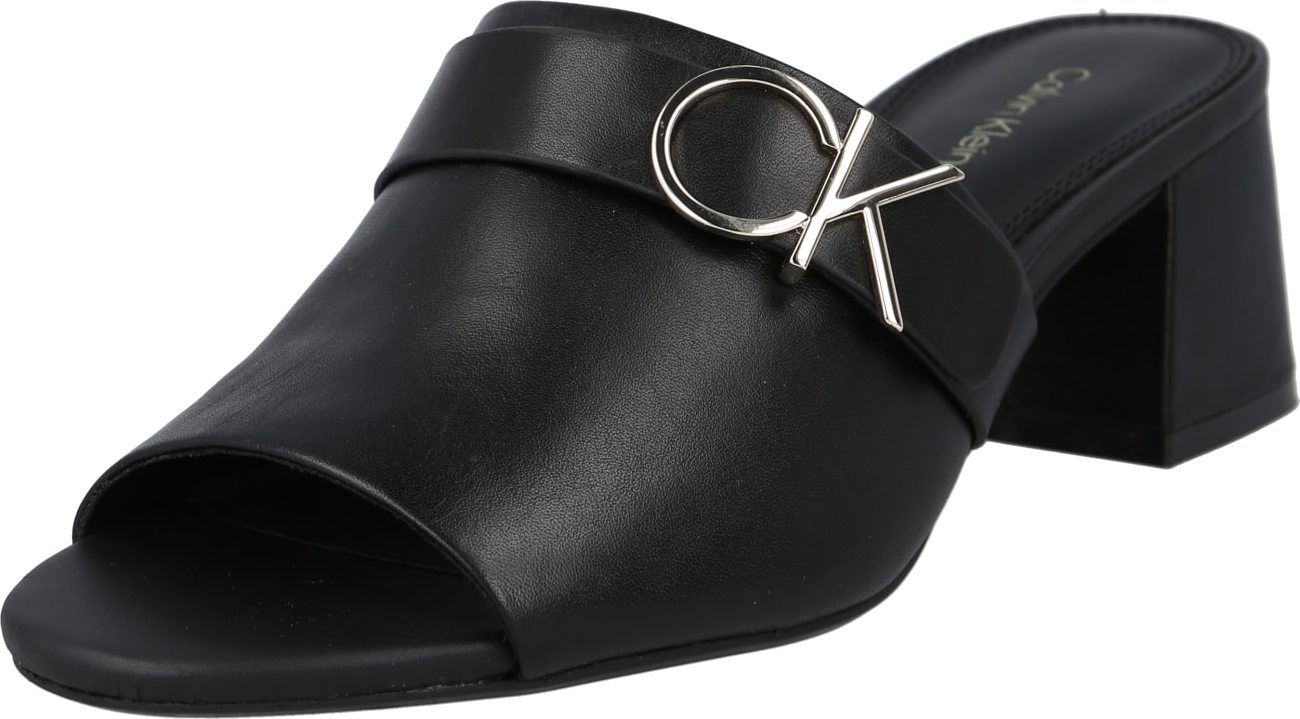 Calvin Klein Pantofle 'ALMOND' černá / stříbrná