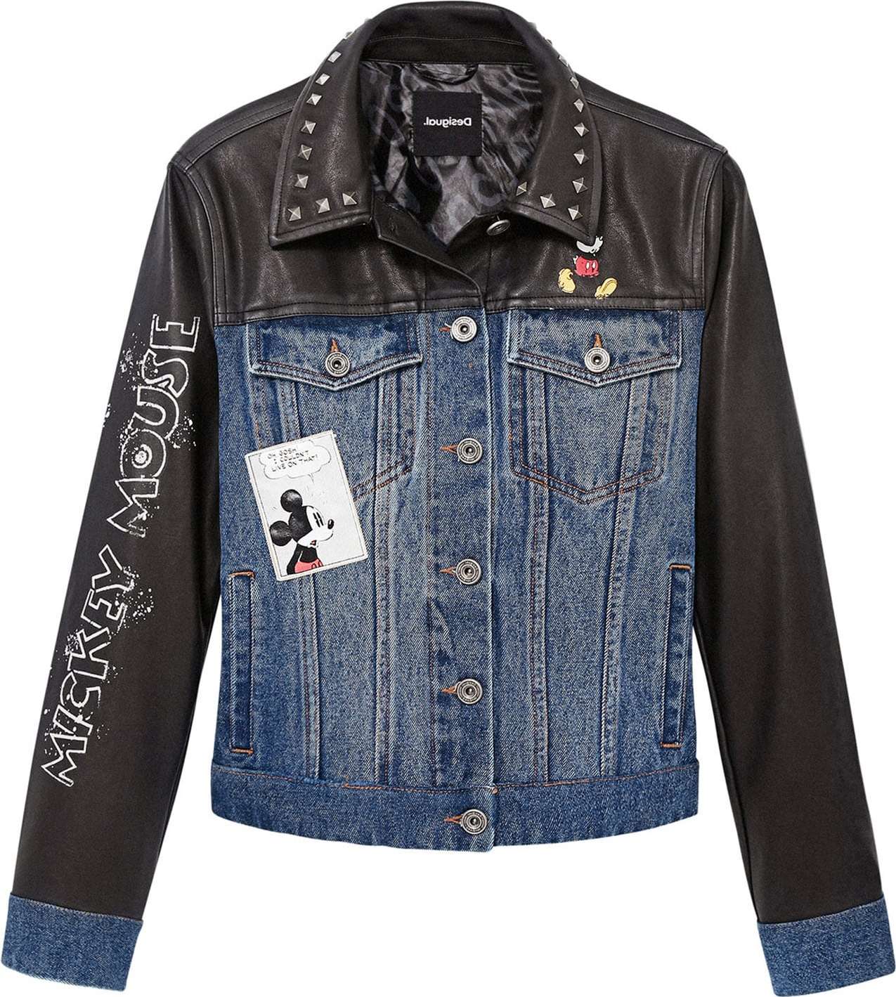 Desigual Přechodná bunda 'Mickey World' černá / modrá džínovina / bílá / červená