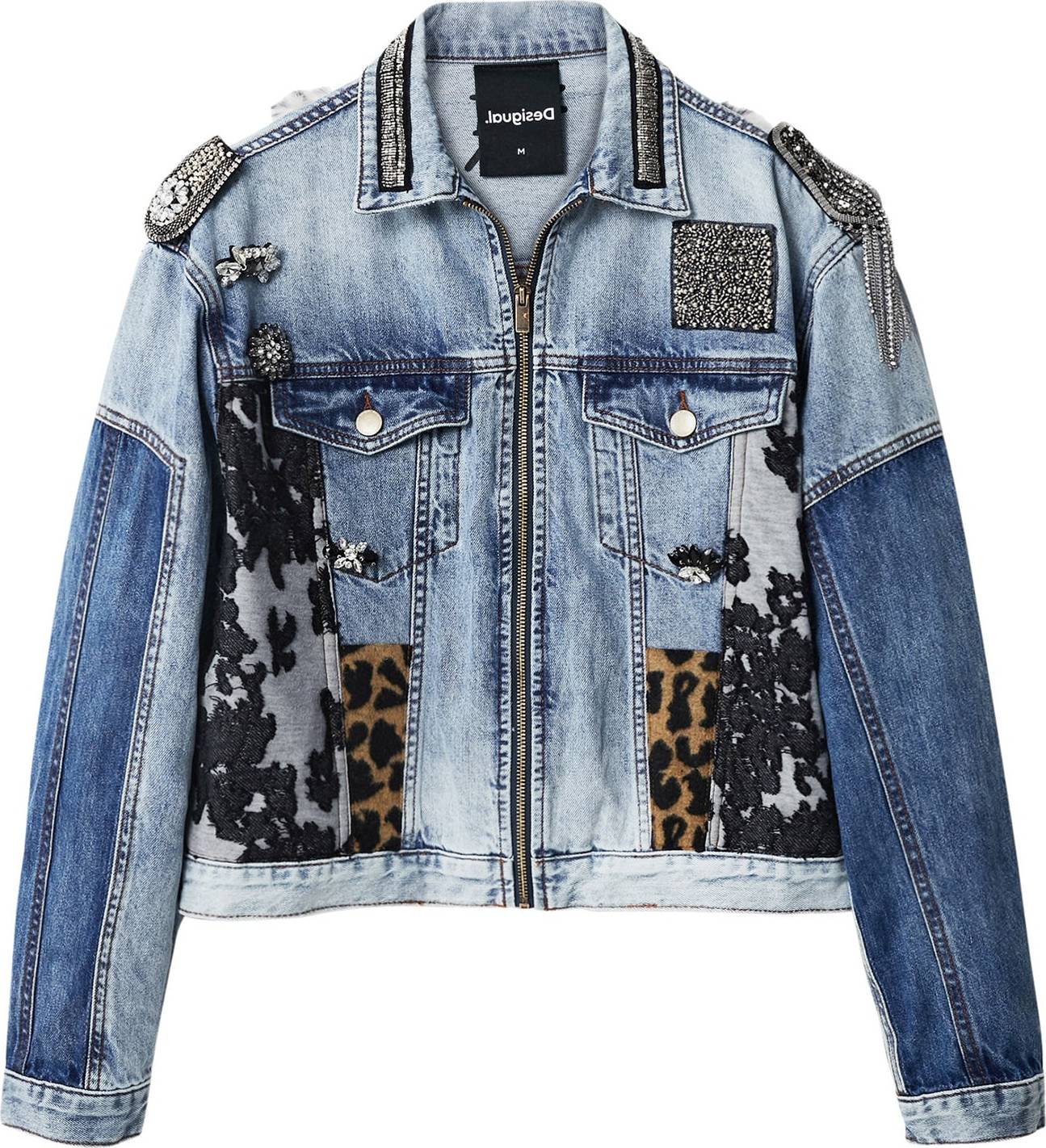 Desigual Přechodná bunda 'NUEVA YORK' modrá džínovina / světlemodrá / černá / světle hnědá